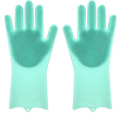 HM EVOTEK TZ233 Silicon Kitchen Glove -Green Pack of 1 Wet and Dry Glove(Free Size)
