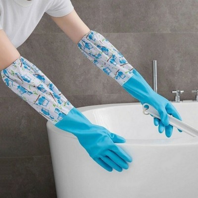 RBGIIT 14''Elbow Length Industrial Kitchen Cement Worker Women Men Waterproof Reuse B8 Rubber  Safety Gloves(Pack of 1)