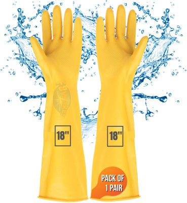 F8WARES 18inch Rubber Gloves / Dish Washing gloves / Dish wash Hand Gloves for Cleaning Wet and Dry Glove(Large)