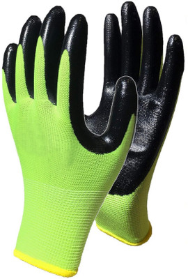 HM EVOTEK Safety Work Gloves Nitrile Coated for Mens and Women Working Gloves with Grip K3 Wet and Dry Glove(Free Size)