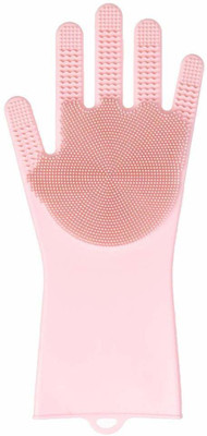 Lugazi SiliconeGloves with Reusable Heat Resistant Tool for Cleaning,Dish Washing 1pair Wet and Dry Glove(Free Size)