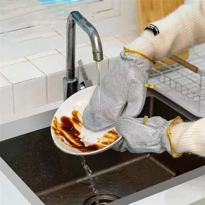 SRian Non Scratch Wire Dishwashing Hand Gloves,( Pack of 1) Wet and Dry Glove(Medium)