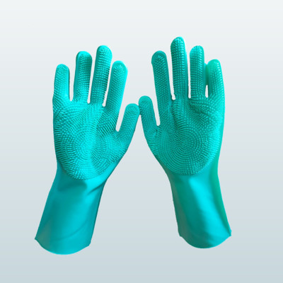 Njeru SiliconeGloves with Reusable Heat Resistant Tool for Cleaning,Dish Washing 1pair Wet and Dry Glove(Free Size)