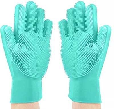 Mityana SiliconeGloves with Reusable Heat Resistant Tool for Cleaning,Dish Washing 1pair Wet Glove(Free Size)