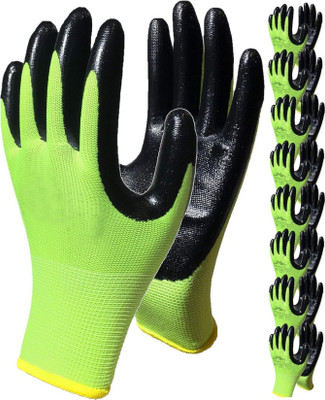 HM EVOTEK Nylon Gloves Cut & Heat Resistant Industrial Use For Finger & Hand Protection K4 Running Gloves(Green, Black)