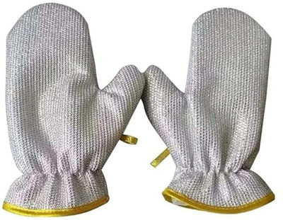 BHANUSH ZONE Wire Dishwashing Gloves I Multipurpose Steel Washing Rags Wet and Dry Glove(Medium)