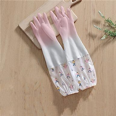 Masox Store 1 Pair Anti-freeze Non-slip Palm Practical Kitchen Toilet Cleaning Gloves Wet and Dry Glove(Free Size)