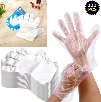 starkyte Disposable PE Gloves | Food Grade | Kitchen, Cleaning & Hair Dyeing Use Synthetic  Safety Gloves(Pack of 100)