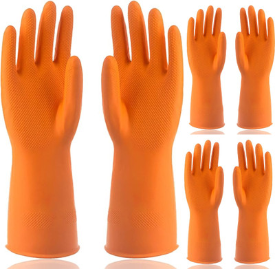 STYLERA 3Pairs Multipurpose Heavy-duty Reusable Gardening Kitchen Dish washing Cleaning Wet and Dry Disposable Glove Set(Large Pack of 6)