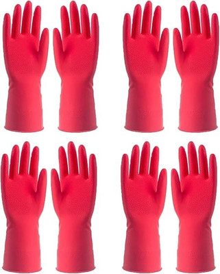 MPR4 Cleaning Gloves Reusable Rubber Hand Gloves for Washing Cleaning Kitchen Garden Wet and Dry Glove Set(Free Size Pack of 4)