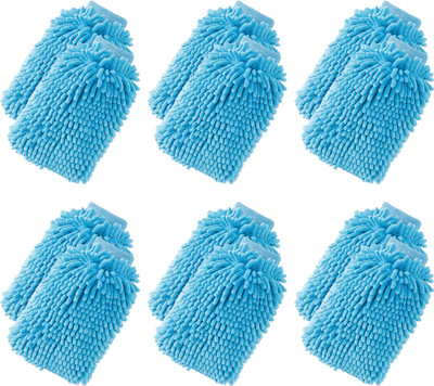 KUBER INDUSTRIES Hand Duster for Kitchen | Double Sided Gloves | SHXNEFSST2 | Pack of 12|Blue Wet and Dry Glove Set(Free Size Pack of 12)