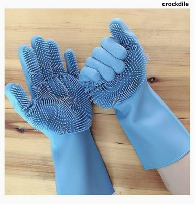 Vidhisha Electronic Multi-Use Kitchen Gloves with Scrubber Wet and Dry Glove(Medium)