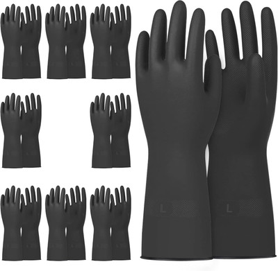 RBGIIT Rubber Diamond Grip Dishwashing Bathroom Animals Pet Kitchen Cleaning Gloves Wet and Dry Glove Set(Large Pack of 9)