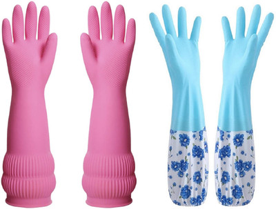 RBSOCK Long Slevee Cement Factory Labour Worker Garage Garbdge Water S-19 Rubber  Safety Gloves(Pack of 2)