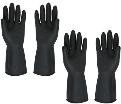 RBGIIT Heavy Duty Gardening Antislip Kitchen Pet Grooming Car Washing Bathroom Painting Wet and Dry Glove Set(Free Size Pack of 2)