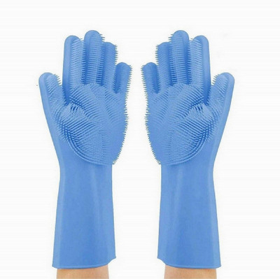 MAITRI ENTERPRISE Silicone Dishwashing Reusable Cleaning Scrubber Gloves384 Wet and Dry Disposable Glove(Free Size)