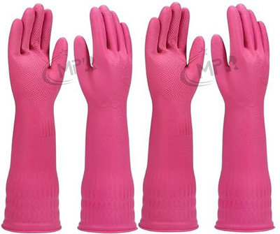 MPR4 Rubber Hand Gloves for Cleaning, Kitchen, Washing Utensils, Gardening, Washing Wet and Dry Glove Set(Free Size Pack of 2)