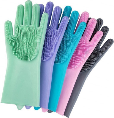 Qozent Silicone Dishwashing Gloves - Multipurpose Cleaning for Kitchen, Car & Bathroom Wet and Dry Disposable Glove(Free Size) deal from flipkart