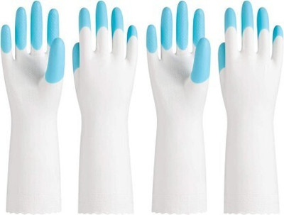 Eopzo Rubber Dishwashing Kitchen Bathroom Toilet Wet and Dry Glove Set Wet and Dry Glove Set(Free Size Pack of 4)