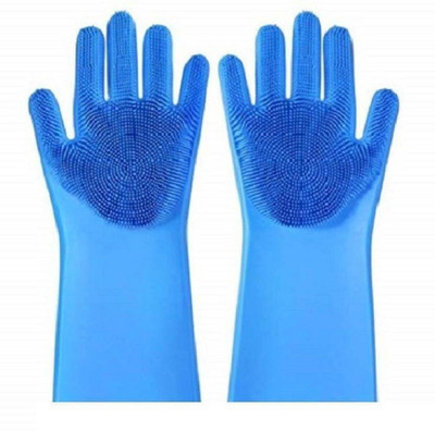 GULU SiliconeGloves with Reusable Heat Resistant Tool for Cleaning,Dish Washing 1pair Wet and Dry Glove(Free Size)