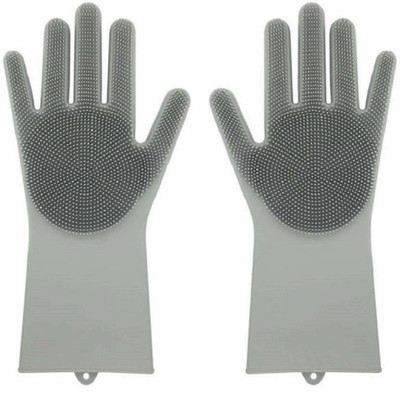 Njeru SiliconeGloves with Reusable Heat Resistant Tool for Cleaning,Dish Washing 1pair Wet and Dry Glove(Free Size)