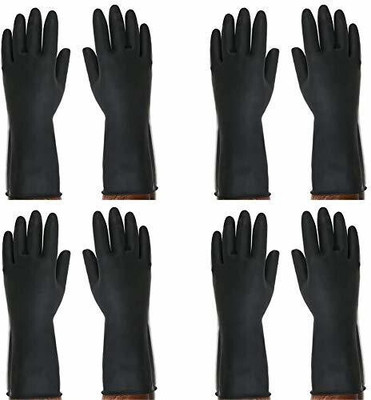 RBGIIT 4 Pair Rubber Cleaning Gloves Dish-Washing Home Kitchen Toilet Bathroom Tiles Floor Cleaning Gloves Multipurpose Usage Wet and Dry Glove Set(Free Size Pack of 4)