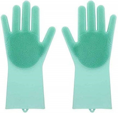 Hoima SiliconeGloves with Reusable Heat Resistant Tool for Cleaning,Dish Washing 1pair Wet and Dry Glove(Free Size)