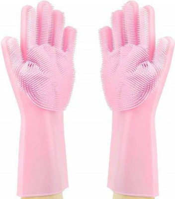 MBALE SiliconeGloves with Reusable Heat Resistant Tool for Cleaning,Dish Washing 1pair Wet and Dry Glove(Free Size)