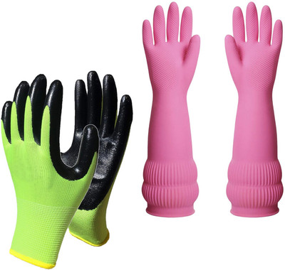 Masox Store Nylon Safety Gloves Heat Resistant for Finger & Hand Protection Rubber Gloves S1 Nylon, Rubber  Safety Gloves(Pack of 2)