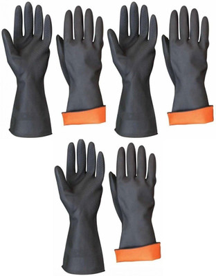 Menage Multipurpose Rubber Latex Heavy-duty Reusable Gardening Kitchen Dish washing Cleaning Industrial Hand Gloves For Men,Women (Set of 3) Wet and Dry Glove Set(Free Size Pack of 3)