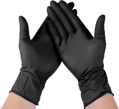 Gloveskart Black Nitrile Gloves(Size: Medium)(Pack of 20 Pieces),Exact Quantity,Powder Free Wet and Dry Glove Set(Medium Pack of 20)