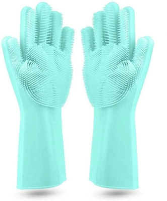 BeUcare Magic Silicone Washing Hand Gloves, Scrub Cleaning Gloves With Scrubber Wet and Dry Glove(Free Size)