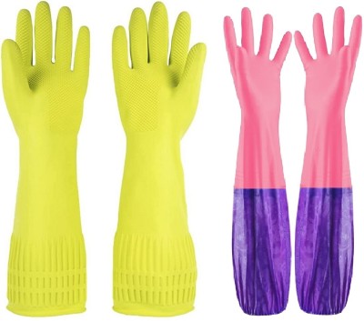 RBGIIT Reusable Long Elbow Hand Gloves, Safety Kitchen Dish-Washing, Gardening, Laundry Wet and Dry Glove Set(Large Pack of 2)