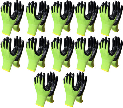 HM EVOTEK Nylon Nitrile Coated Industrial Safety Hand Gloves Anti-Cut, Heat Resistant K5 Skating Gloves(Green, Black)