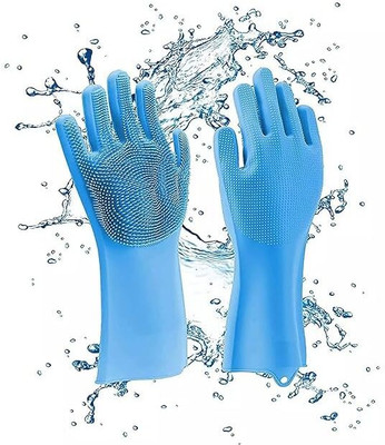 Nestera Silicone Dish Washing Gloves for Kitchen Wet and Dry Glove(Free Size)