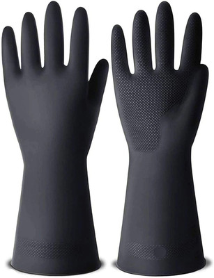 RBGIIT Multipurpose Non-Slip Heavy-Duty Rubber Reusable Gardening Dishwashing Clothing Kitchen Platform Bike Car Chemical Restitance Washable Reusable Scrubbing Cleaning Hand Gloves Free Size Rubber Safety Gloves Wet and Dry Glove Set(Free Size Pack of 2)