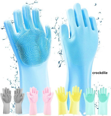Vidhisha Electronic Silicone Pet Cleaning Gloves for Easy Bath Wet and Dry Glove(Medium)