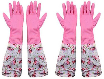 Flipkart SmartBuy Reusable PVC Flock lined Hand Gloves for Kitchen Dishwashing during Winters Wet and Dry Glove Set(Large Pack of 2)
