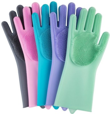 Signy Silicone Heavy Duty Hand Gloves for Dishwashing, Utensil Cleaning, Pet Wet and Dry Glove(Large)