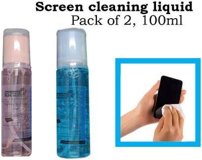 mollie Darix Clean & Shine Gel Multi-Purpose LCD Cleaning Kit, Liquid Solution Without Cloth to Clean Mobile/Laptop Screen, Computer, Tab, LCD Display, Camera (100ml each) pack 2 for Computers, Laptops, Mobiles, Gaming(KANGARO 2)