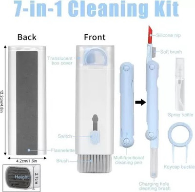 Cysto 7-in-1 cleaning kit Dust Brush, Earphone Cleaner Pen, Key Puller, Spray Bottle for Mobiles, Gaming, Computers, Mobiles(Multifunctional Electronic Cleaner Kit - Monitor Keyboard Airpods Mobile Screen)