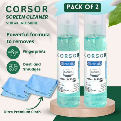 CORSOR Screen Cleaner Spray Kit with Premium Microfiber Cloth (Pack of 2) for Computers, Mobiles, Laptops, Gaming(CS9)