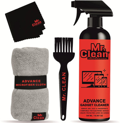 MCP Gadget Cleaner Spray 500ml with 2 Microfiber Cloth & Cleaning Brush for Computers, Gaming, Mobiles, Laptops(Gadget Cleaner Kit - Gentle & Effective Cleaning Solution)