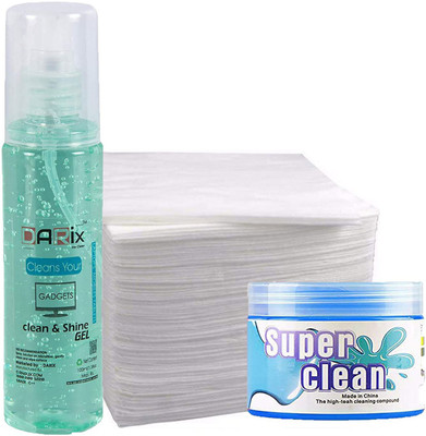 Piru Multi-Purpose Cleaning Kit 100ml Cleaning Liquid , 50 Wipes , Super Clean Gel for Computers, Gaming, Mobiles, Laptops(100ml Cleaning Liquid , 50 Wipes , Super Clean Gel)