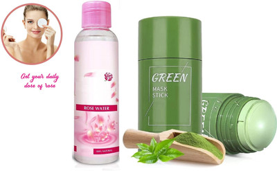 MYEONG Face Care Green Tea Mud mask With Rose water Combo(2 Items in the set)