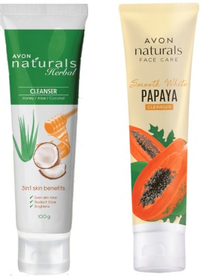 Avon Naturals Papaya Cleanser, Naturals Herbal Cleanser (Pack of 2) Face Wash(200 g)