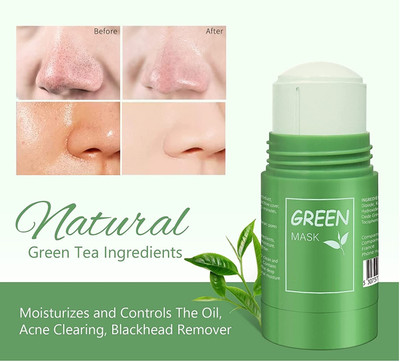 GFSU - GO FOR SOMETHING UNIQUE Green Tea Purifying Clay Stick Oil Control Cleaning Solid Mask Face Wash(40 g)