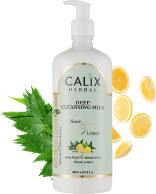 calix Herbal Pure Organic Deep Cleansing Milk For Natural Ayurvedic Skin Care With Neem & Lemon - Face Cleansing Lotion For All Types Of Skin Face Wash(500 ml)