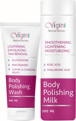 Vigini Glutathione Lightening Whitening Dirt Cleanser Body Wash & Kojic Acid Lotion Face Wash(300 ml)