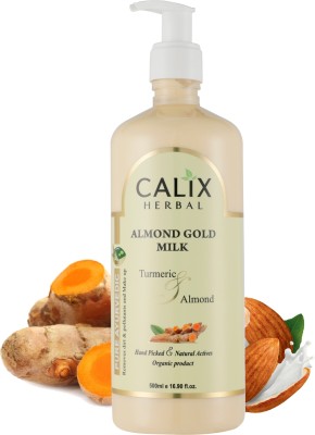 calix Herbal Organic & Ayurvedic Almond Gold Milk Face Cleansing Lotion For Deep Skin Cleansing, Hydrates & Nourishes Skin, Bright Skin - Men & Women Suitable All Types Of Skin Face Wash(500 ml)